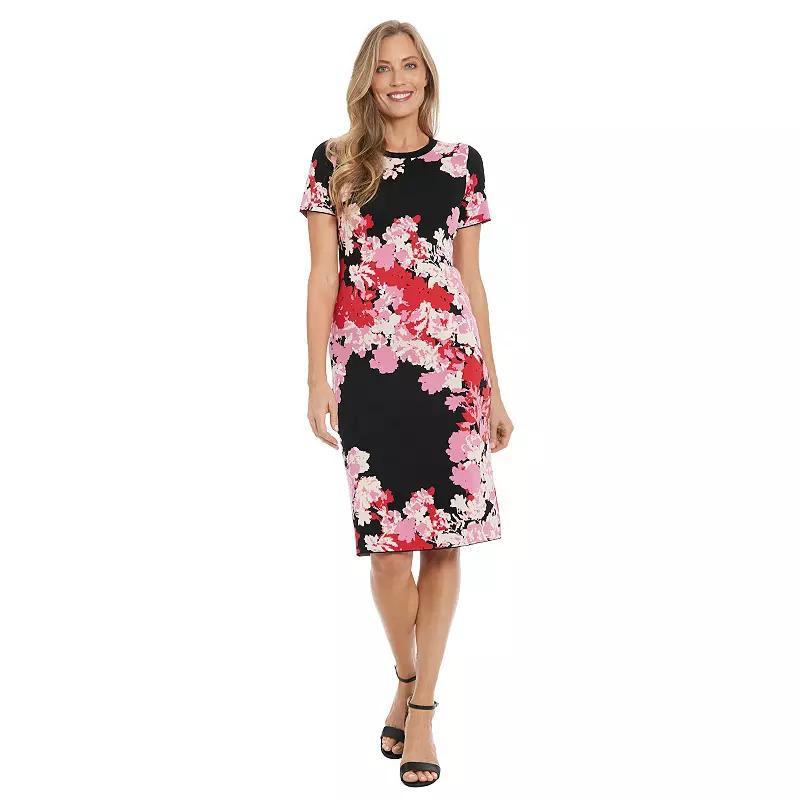 Womens London Times Floral Print Short Sleeve Midi Dress Product Image