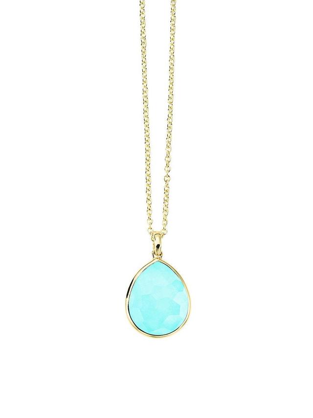 Womens Rock Candy Medium 18K Yellow Gold, Rock Crystal & Turquoise Necklace Product Image