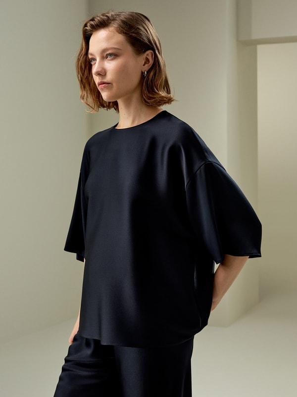 Relaxed Silk Crewneck Blouse Product Image