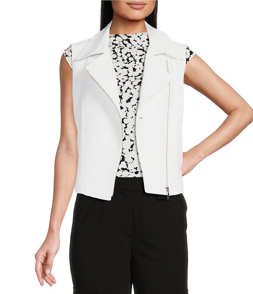 DKNY Collared Zipper Front Moto Vest Product Image