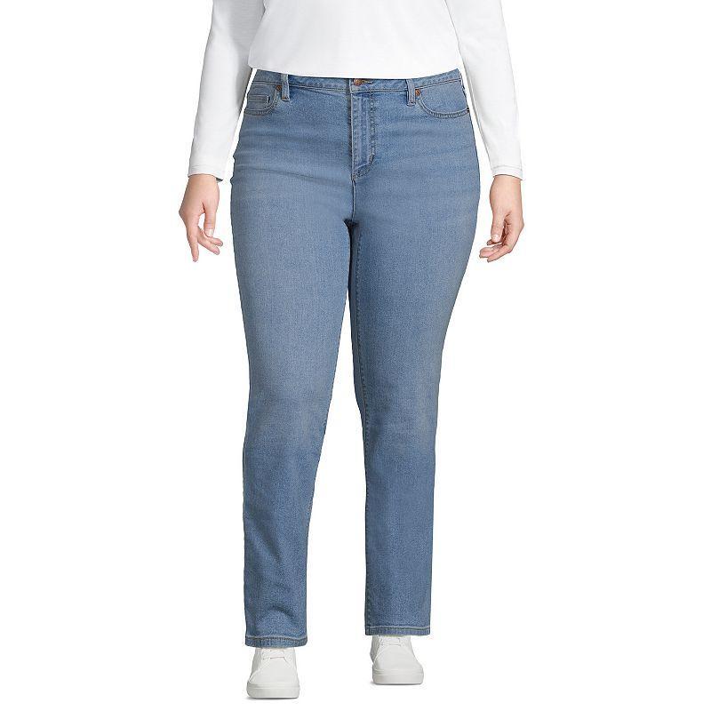 Plus Size Lands End Recover Straight-Leg Jeans, Womens Blue Tide Blue Product Image