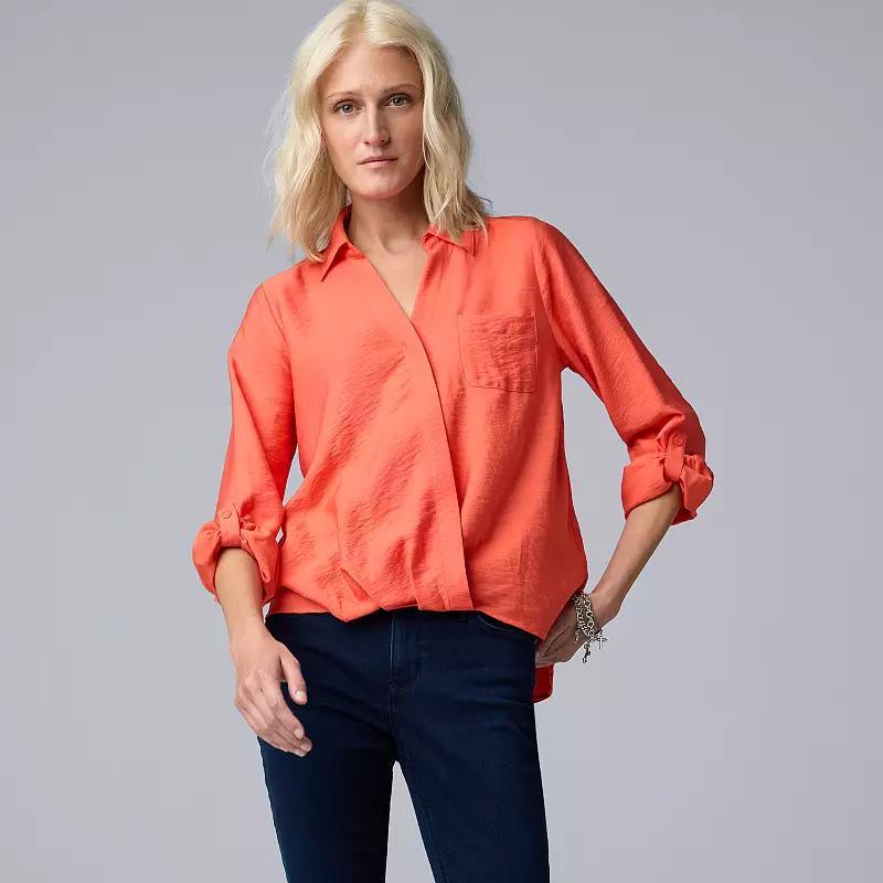 Womens Simply Vera Vera Wang Surplice Shirt Product Image