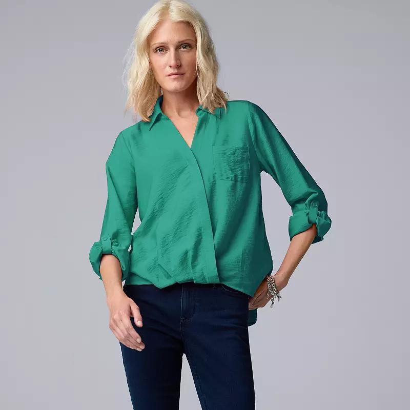 Womens Simply Vera Vera Wang Surplice Shirt Product Image