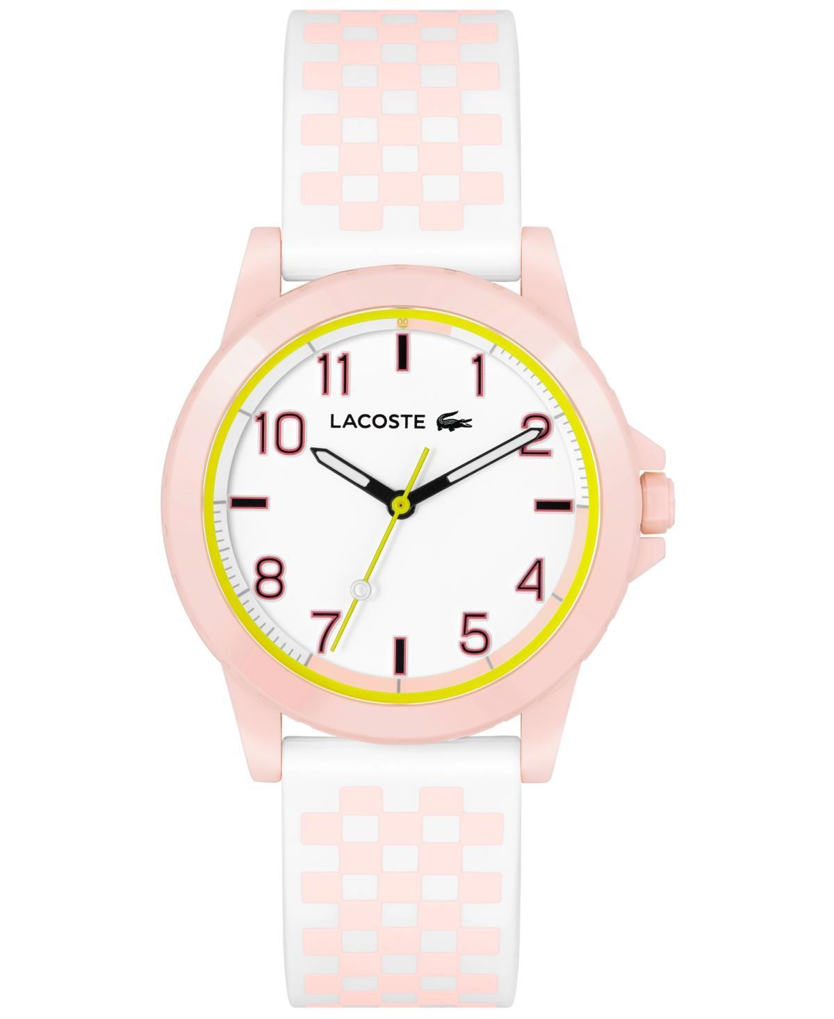 Lacoste Kids Rider Pink and White Checkered Print Silicone Strap Watch 36mm Product Image