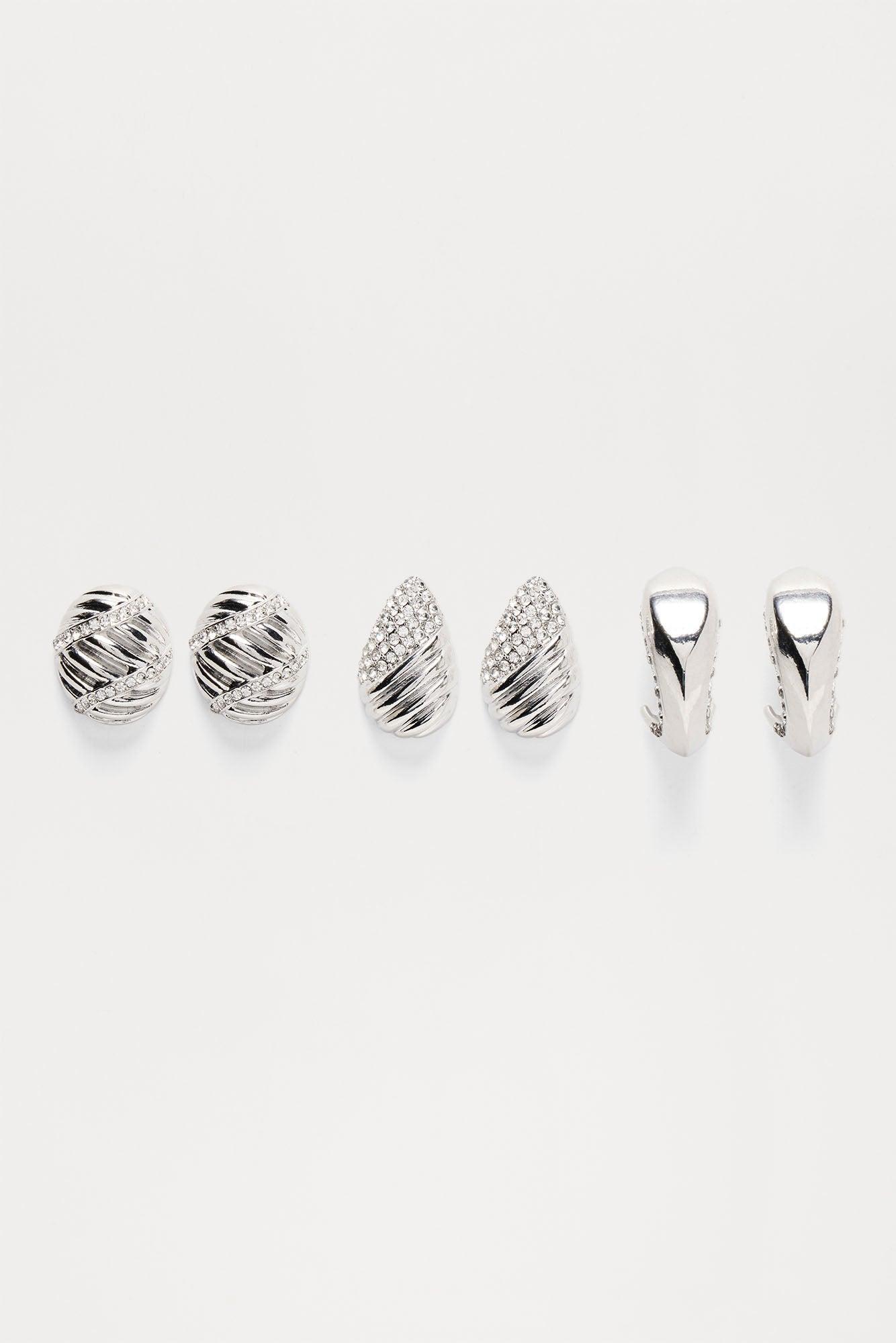 Glamor And Grace 3 Piece Earring Set - Silver Product Image