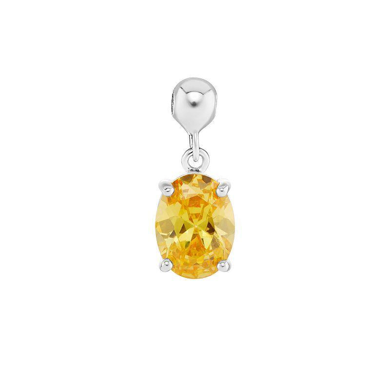 PRIMROSE Sterling Silver Oval Cubic Zirconia Sliding Charm, Womens, Sterling November Product Image