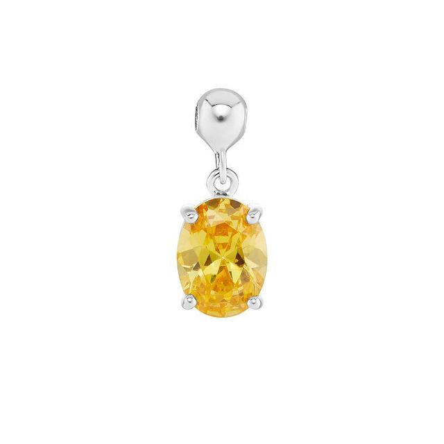 PRIMROSE Sterling Silver Oval Cubic Zirconia Sliding Charm, Womens, Yellow Product Image