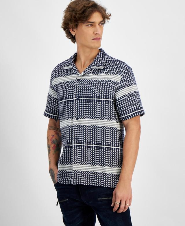 Guess Mens Arrow Jacquard Short Sleeve Button-Up Shirt Product Image