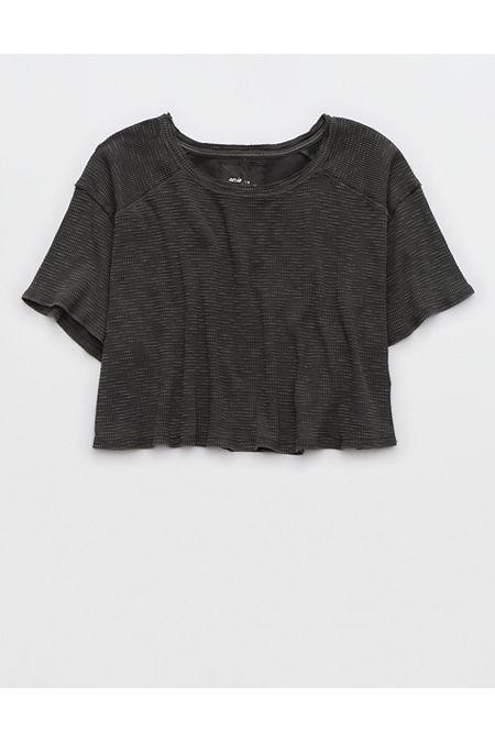 Aerie Cropped Waffle T-Shirt Women's Product Image