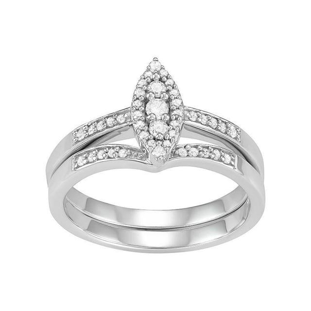 Jewelexcess 10k White Gold 1/4 Carat T.W. Diamond Marquise Engagement Ring Set, Womens Product Image