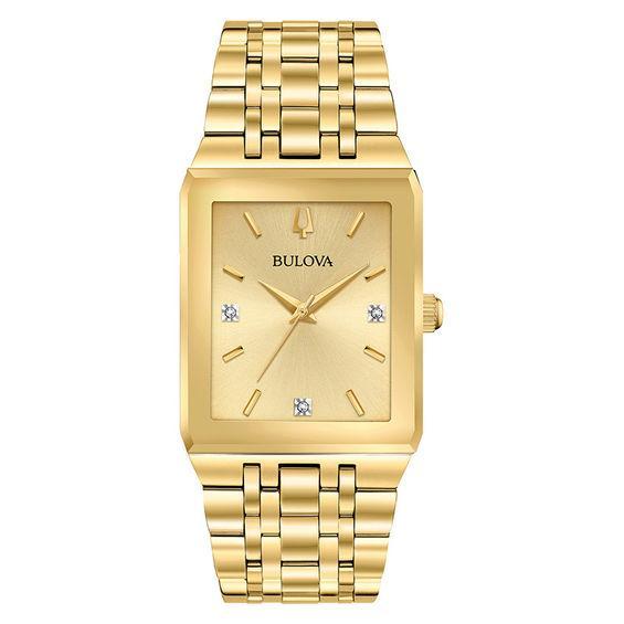 Bulova Modern Quadra Collection Mens Analog Gold Tone Stainless Steel Bracelet Watch Product Image