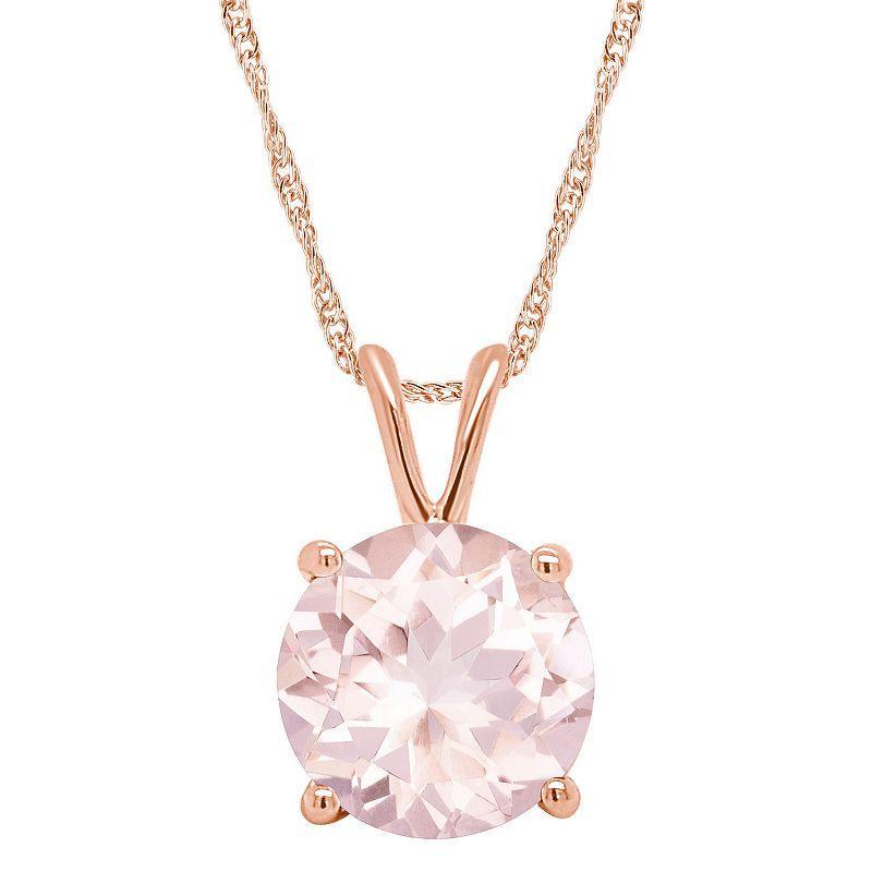 Alyson Layne 14k Gold Round Morganite Pendant Necklace, Womens Product Image