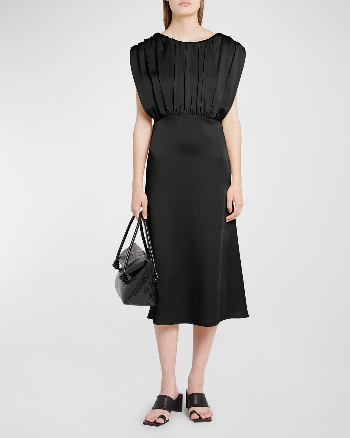 Satin Midi Dress with Pleating Product Image