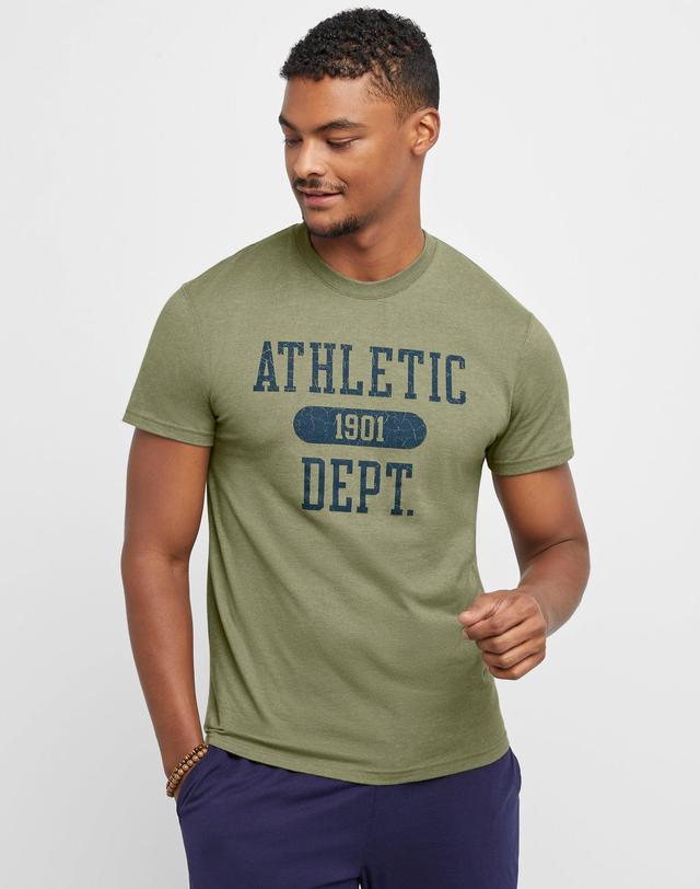 Hanes Mens Cotton Graphic T-Shirt, 1901 Athletic Department Oregano Heather S Product Image