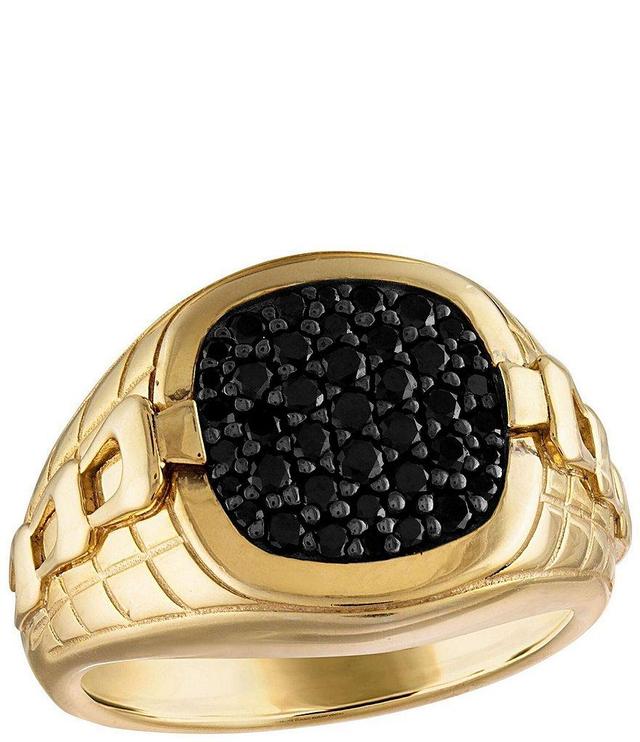 Bulova Men's 14K Gold Tone Black Diamond Statement Ring Product Image