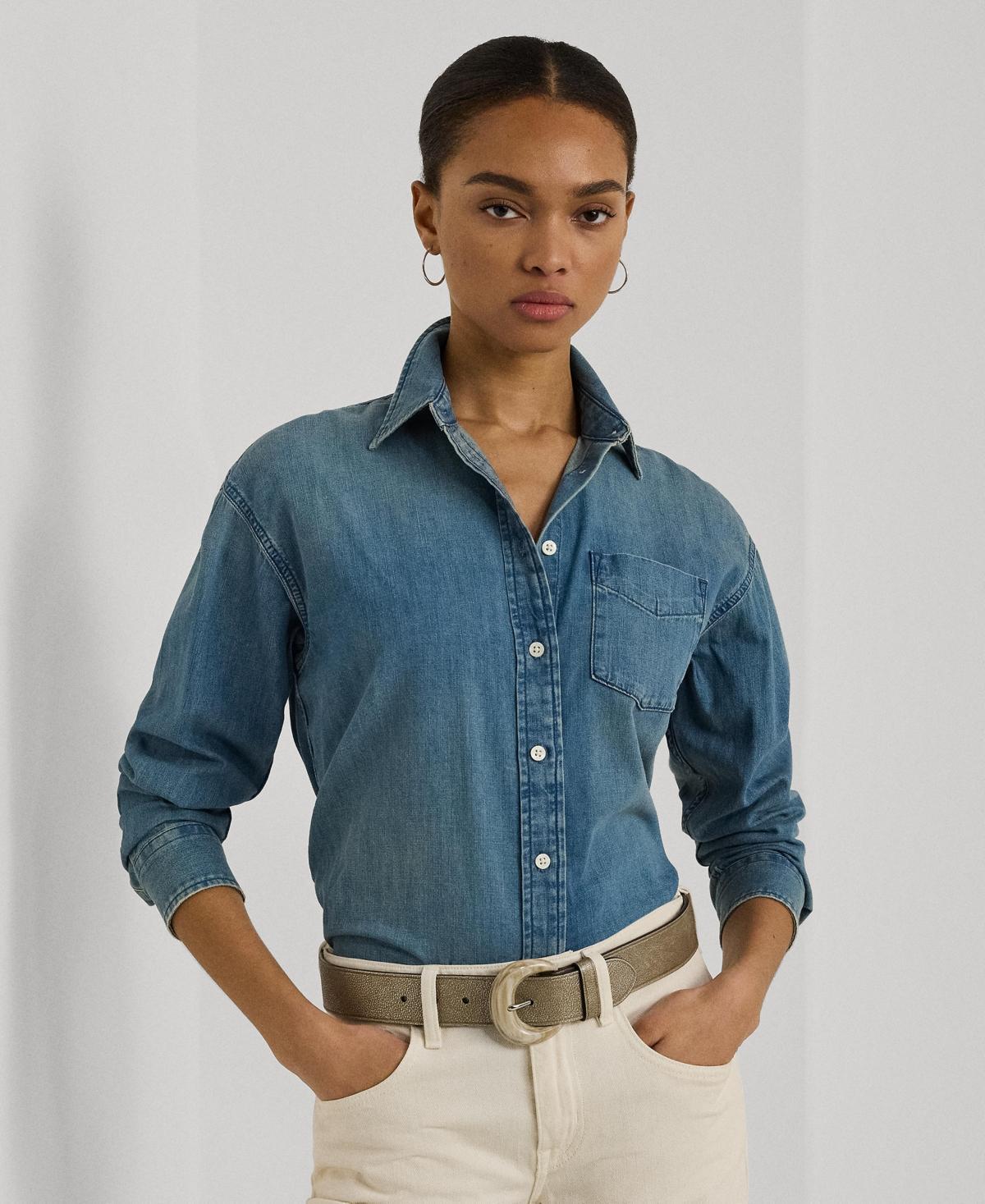 Women's Cotton Denim Shirt, Regular & Petite Product Image