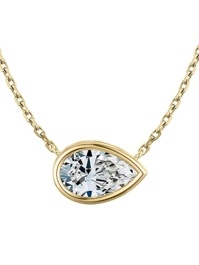 Womens Solitaire Classics 14K Gold & 1.00 TCW Lab-Grown Diamond Pear Bezel Solitaire Necklace Product Image