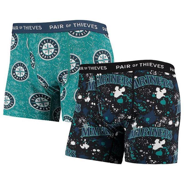 Mens Pair of Thieves Black/Aqua Seattle Mariners Super Fit 2-Pack Boxer Briefs Set Product Image