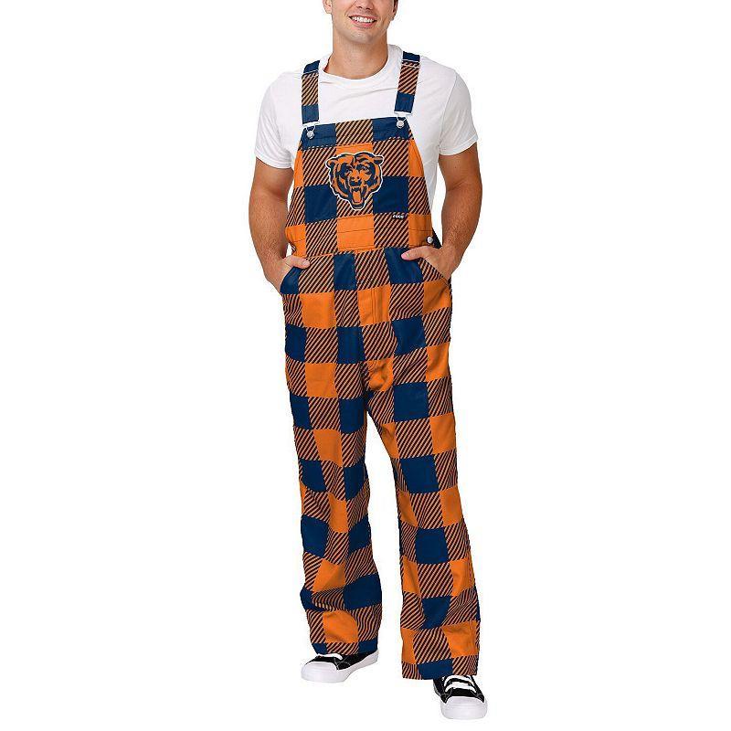 Mens FOCO Chicago Bears Big Logo Plaid Overalls Blue Product Image