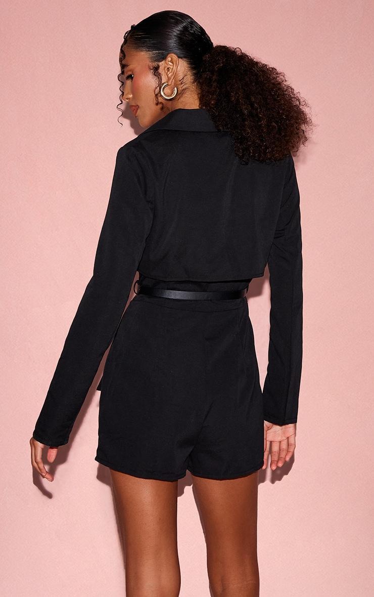 Black Tailored Woven Long Sleeve Playsuit Product Image