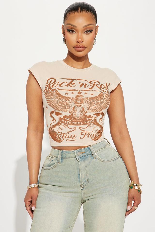 Rock With You Backless Tee - Beige Product Image