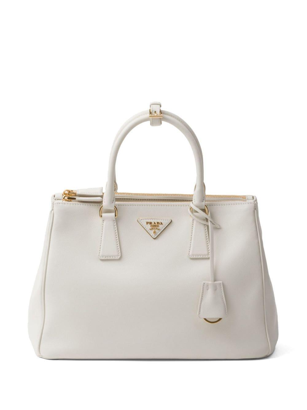 Large  Galleria Studded Leather Bag In White Product Image