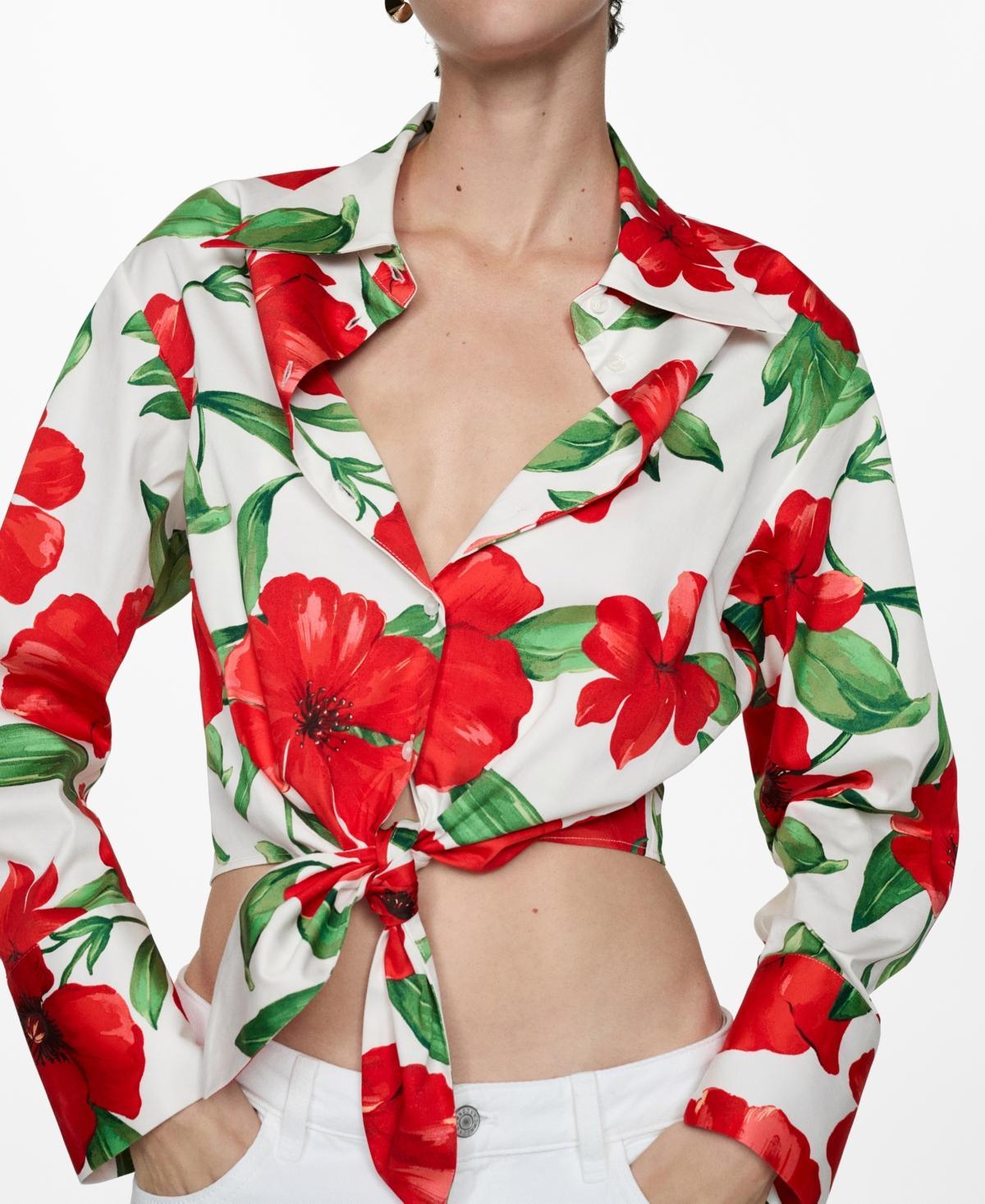 Mango Womens Bow Printed Shirt Product Image