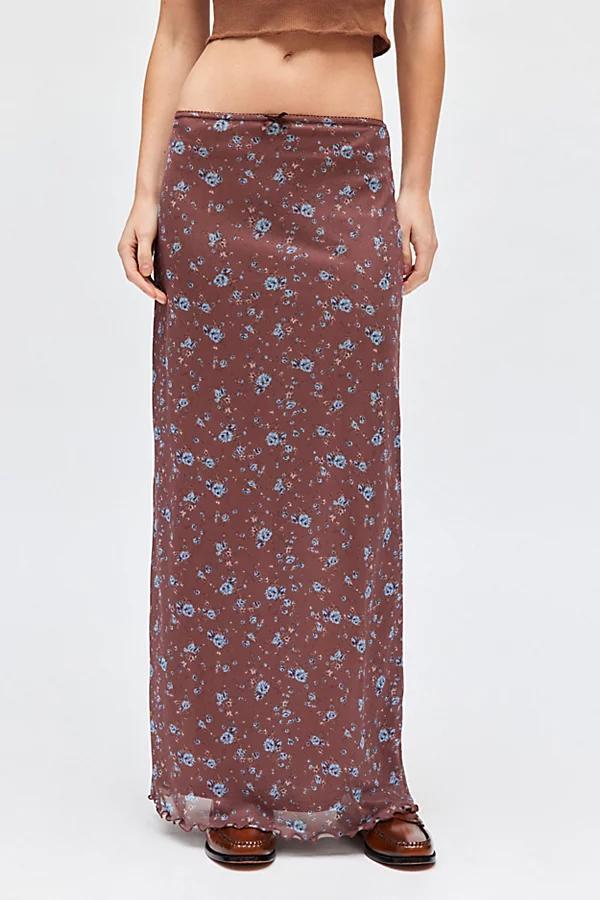 Urban Outfitters UO Floral Mesh Low Rise Column Maxi Skirt Womens at Urban Outfitters Product Image