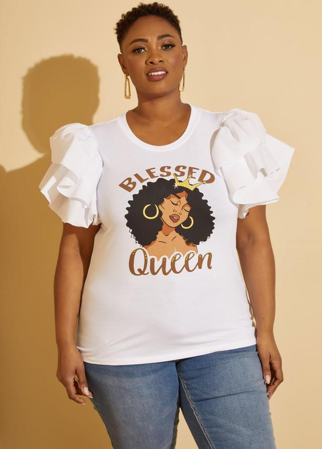 Blessed Queen Ruffled Sleeve Tee Product Image