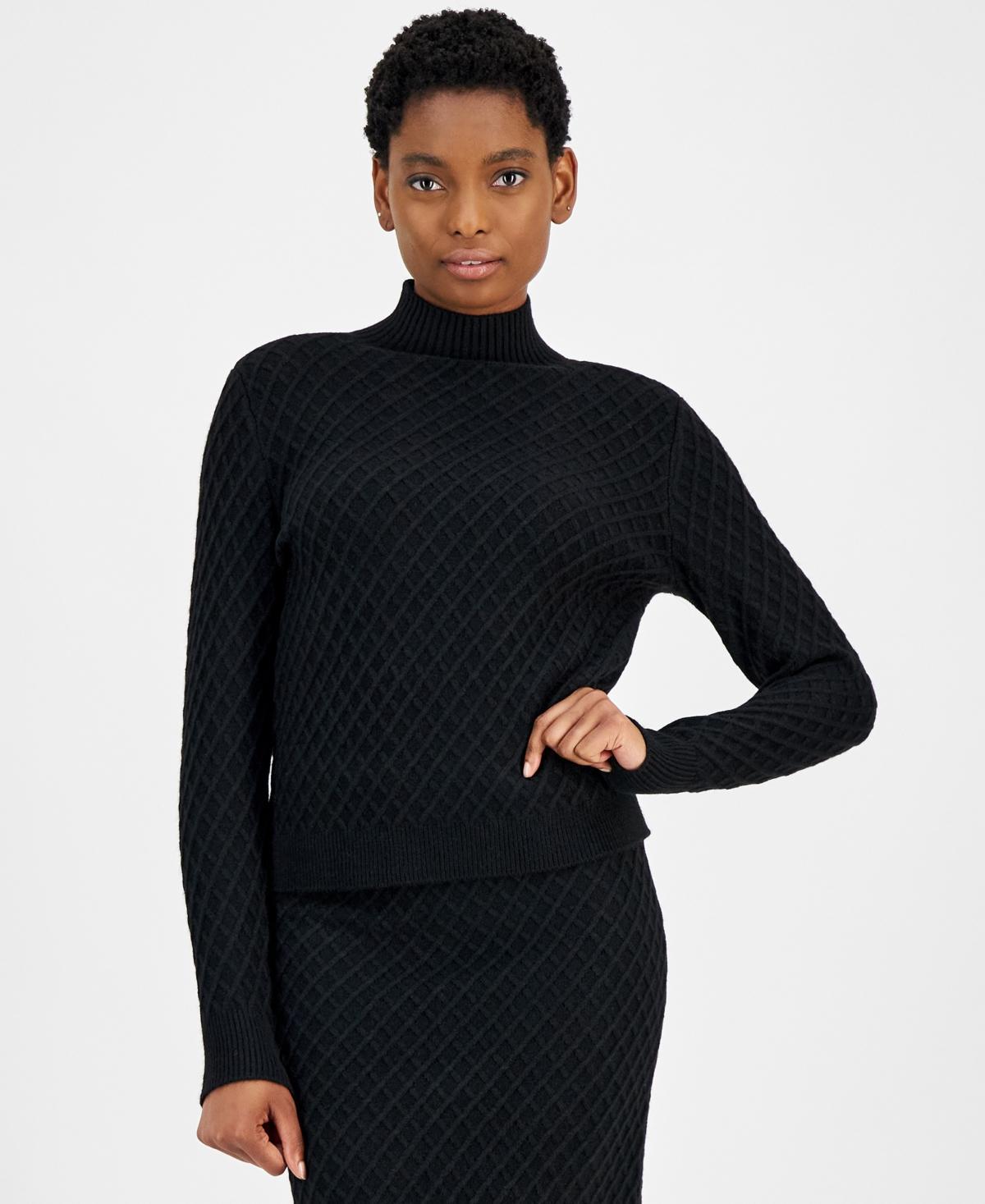 Anne Klein Womens Diamond Knit Turtleneck Sweater product image