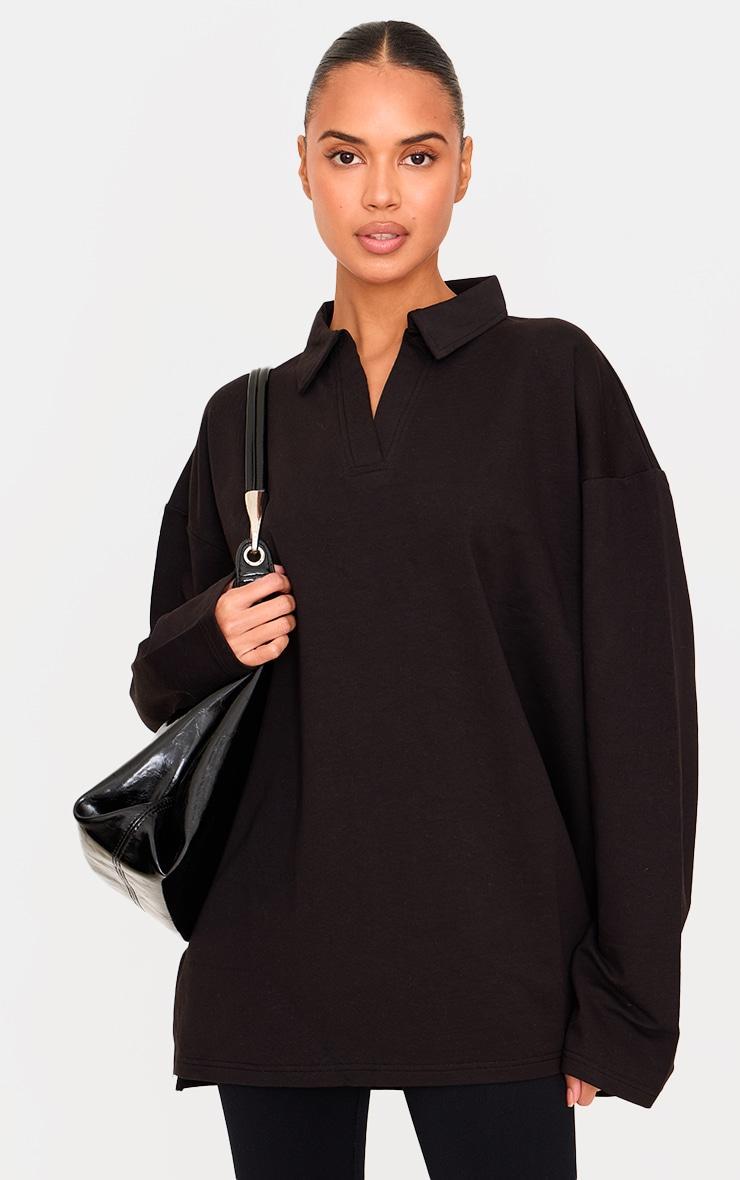 Black Collared Lightweight Sweatshirt product image