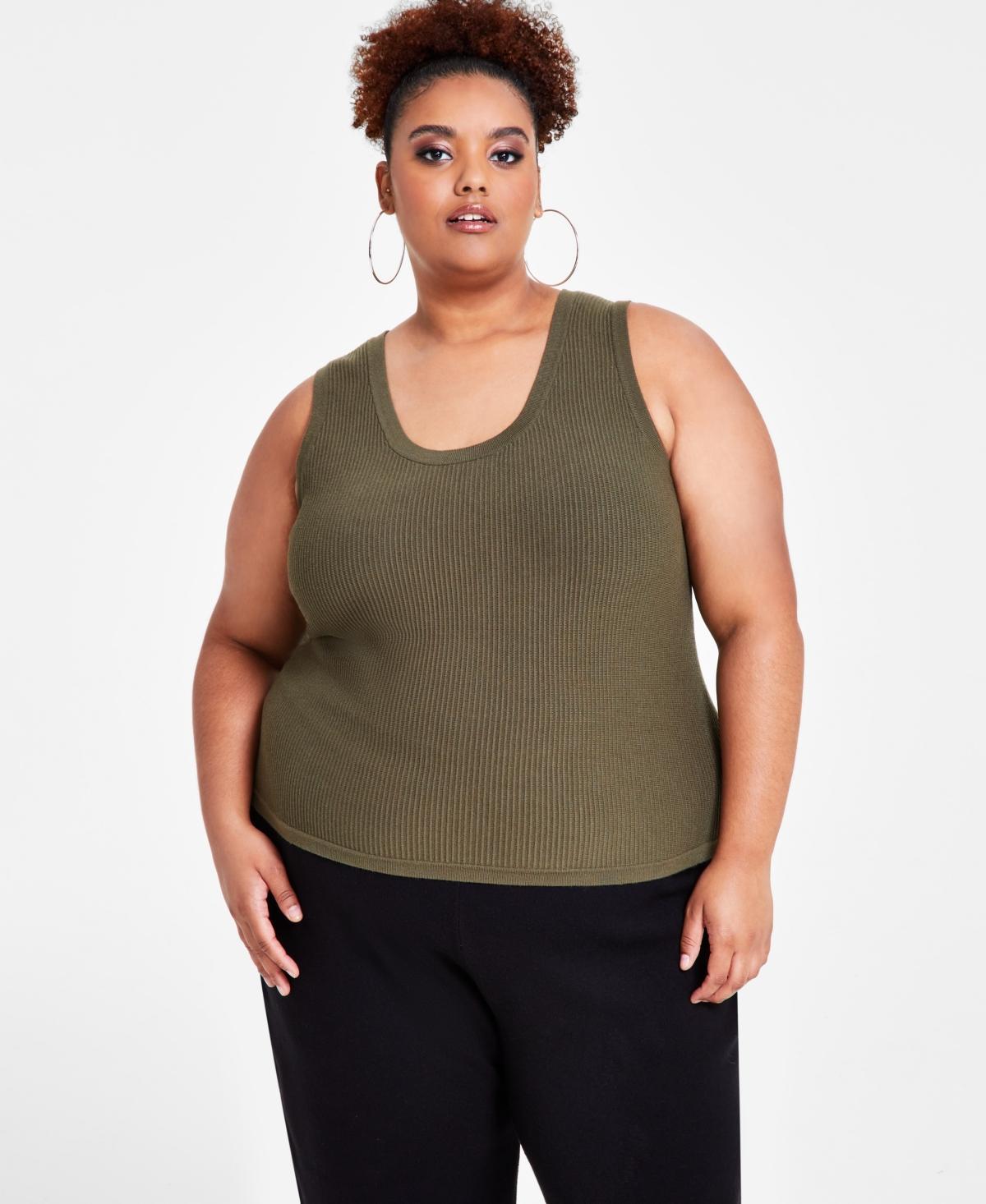 Nina Parker Trendy Plus Size Ribbed Sweater Tank Top Product Image