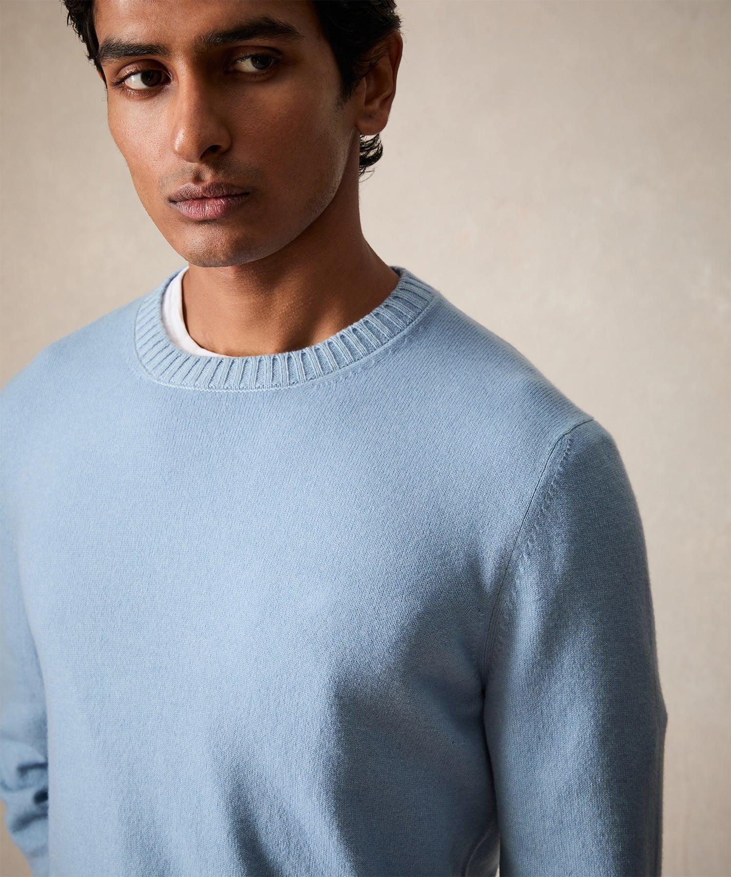 Italian Garment Dyed Wool Cashmere Crewneck Sweater in Navy Product Image