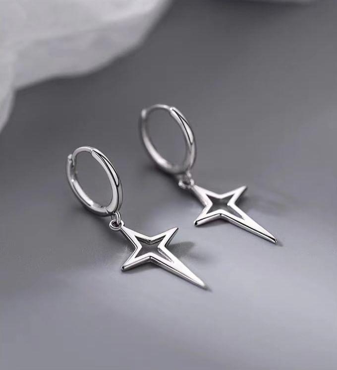 925 Sterling Silver Star Drop Earring Product Image