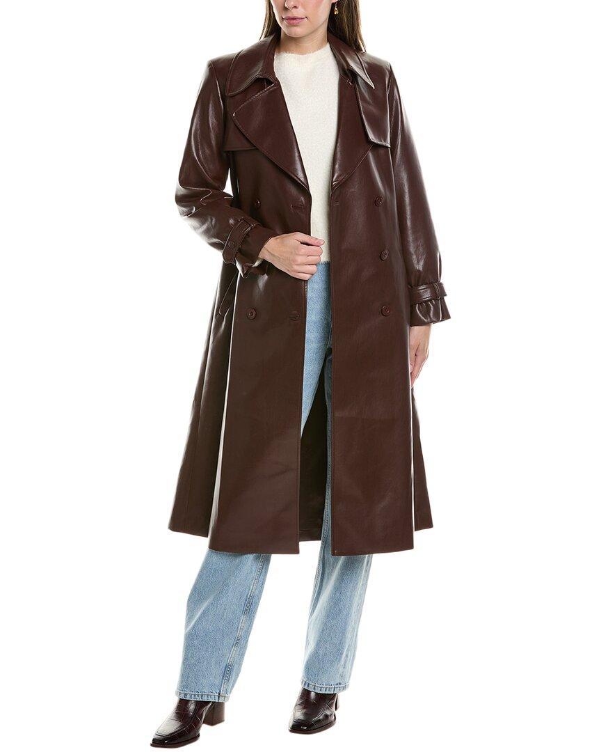 Elicia Faux Leather Trench Coat In Brown Product Image