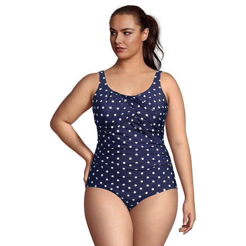 Plus Size Lands End SlenderSuit DD-Cup Tummy Control One-Piece Swimsuit Print, Womens Product Image