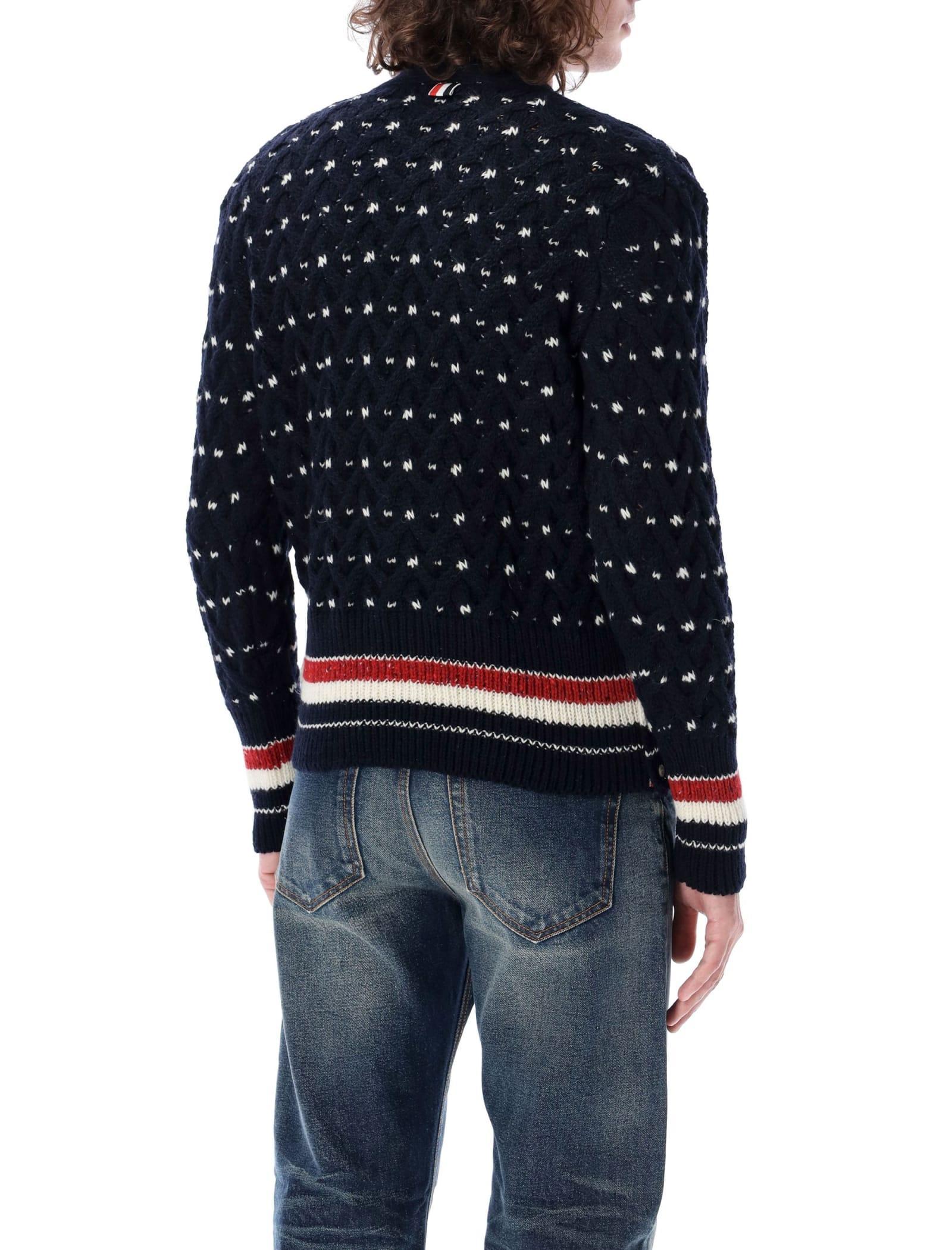 All-over Cable Stitch Cardigan In Blue Product Image