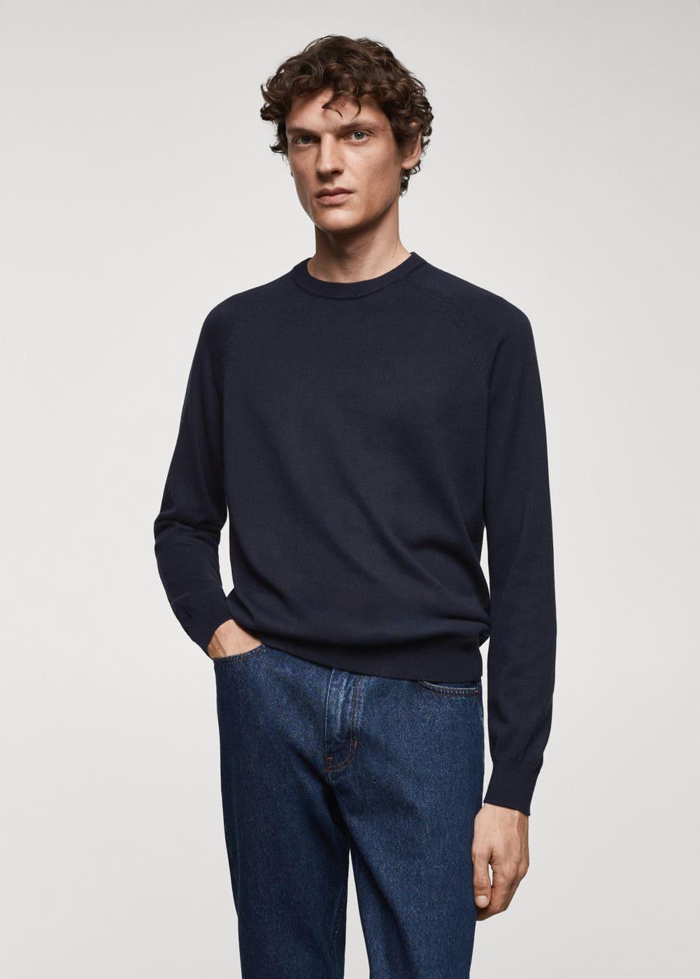 MANGO MAN - Fine-knit cotton sweater dark navyMen Product Image