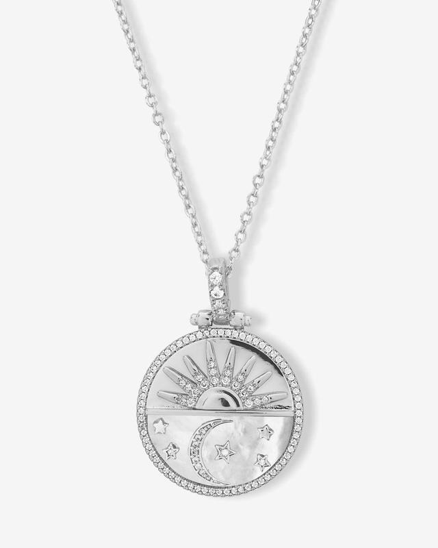 New Beginnings Medallion Necklace - Silver|White Diamondettes Product Image