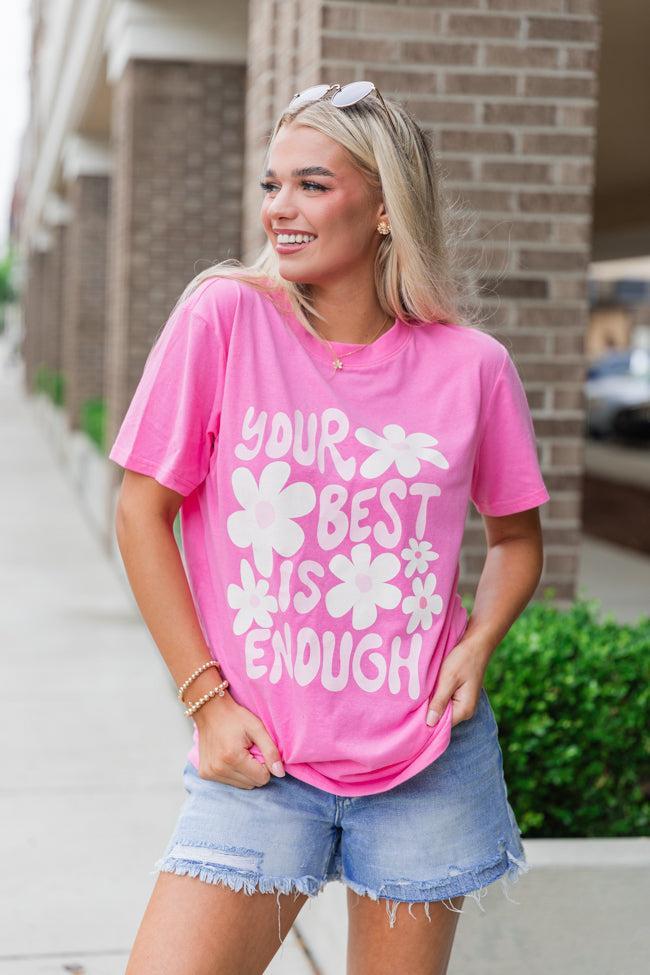 Best Is Enough Hot Pink Oversized Graphic Tee Product Image