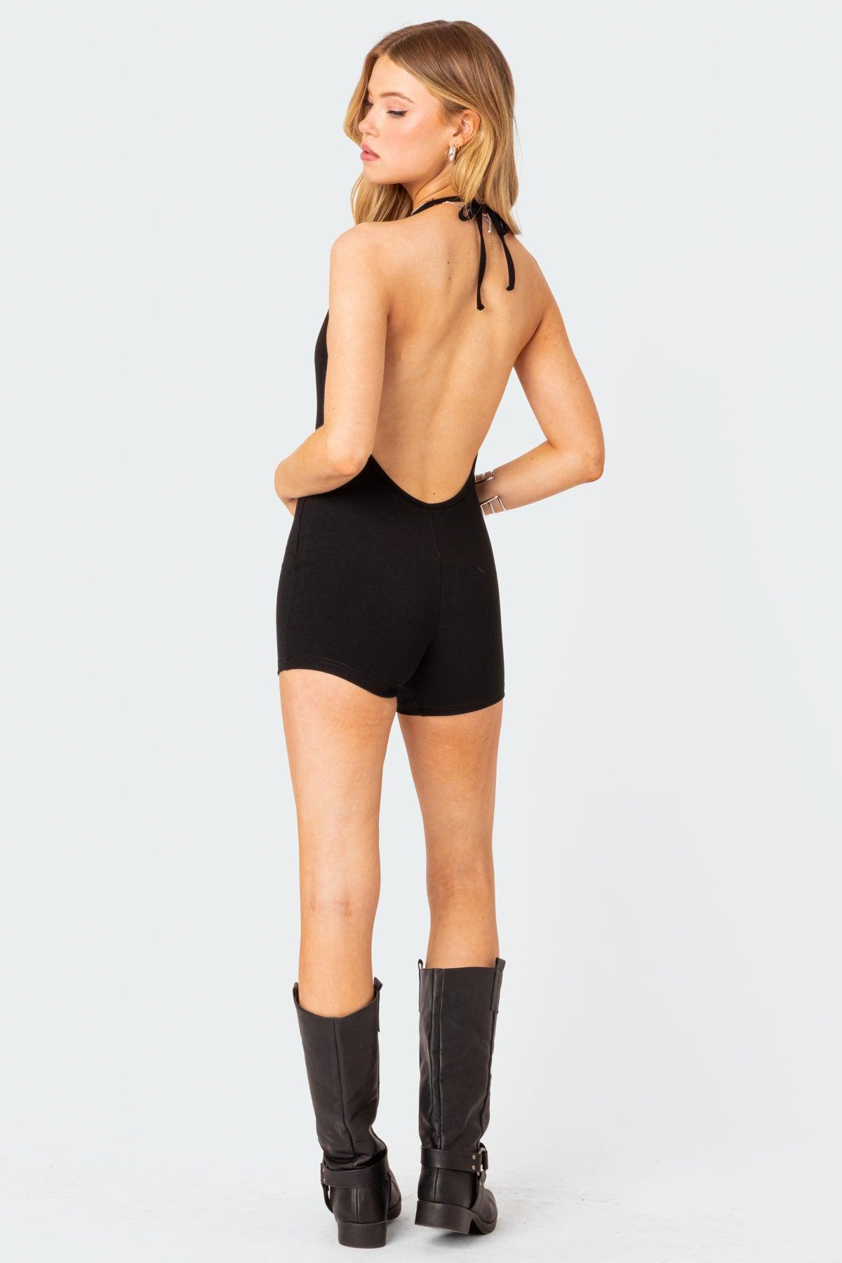 Melanie Ribbed Open Back Romper Product Image