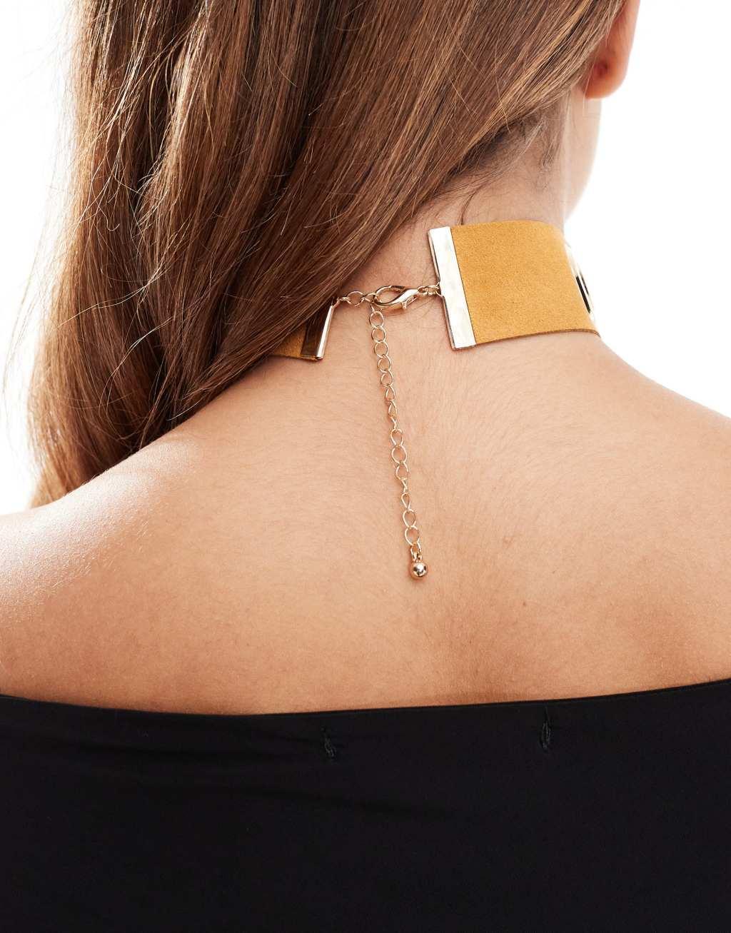 ASOS DESIGN choker with faux suede and eyelet design Product Image