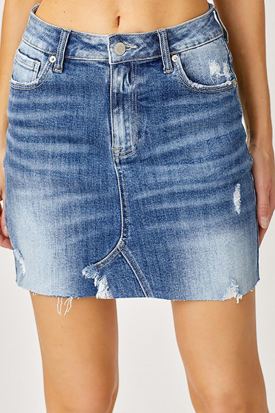 HIGH RISE DISTRESSED SHORT SKIRT Female Product Image