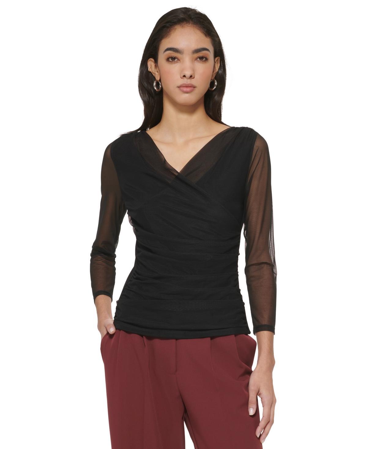 DKNY Surplice Mesh Top Product Image