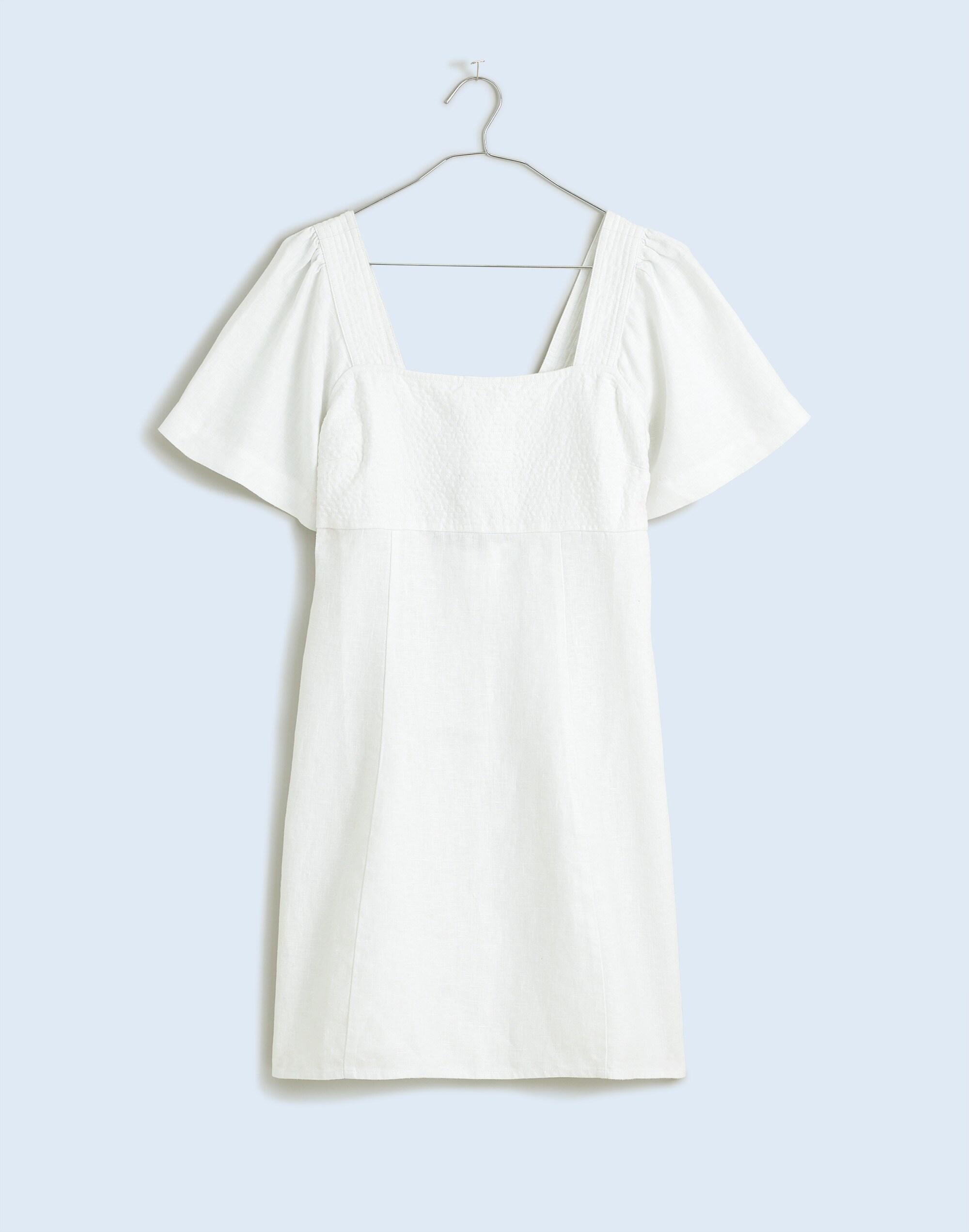 Square-Neck Mini Dress in 100% Linen Product Image