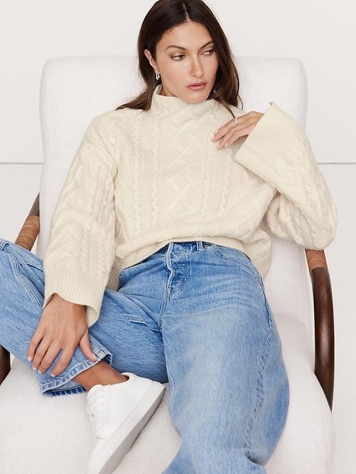 Cashmere Cable-Knit Sweater with Vented Back Product Image