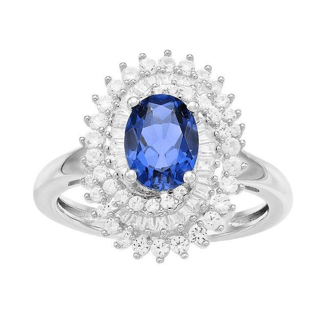 10k White Gold Sapphire & 5/8 Carat T.W. Diamond Cocktail Ring, Womens 10k Whgold Product Image