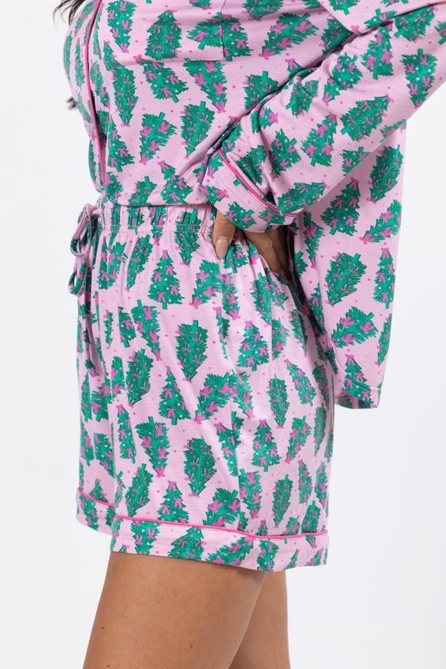 Under The Stars In Pink Pines Bamboo Pajama Shorts FINAL SALE Product Image