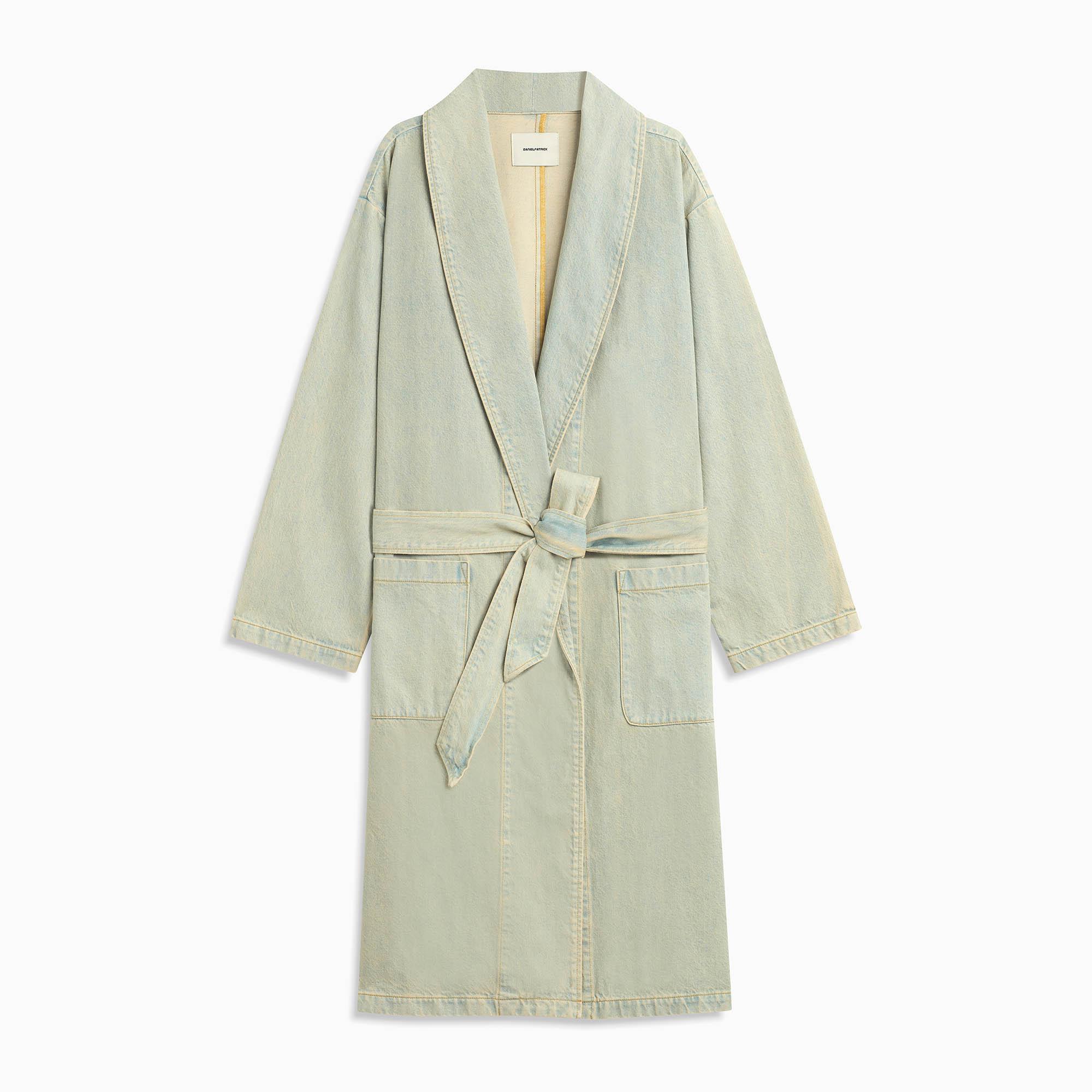 denim robe coat / blue stone wash Product Image