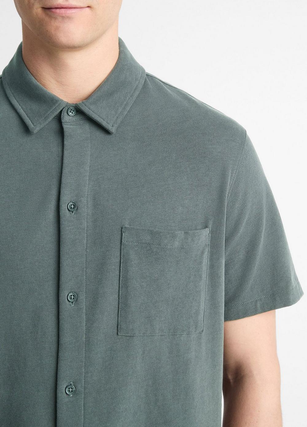 Sueded Cotton Jersey Button-Front Shirt Product Image